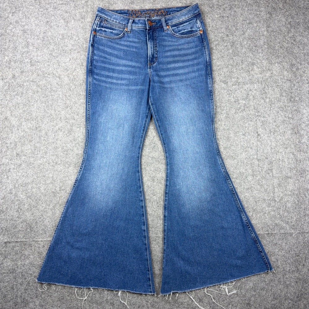 Wrangler Jeans Womens 30 Blue Retro High Rise Flare Bell Bottom Western Denim